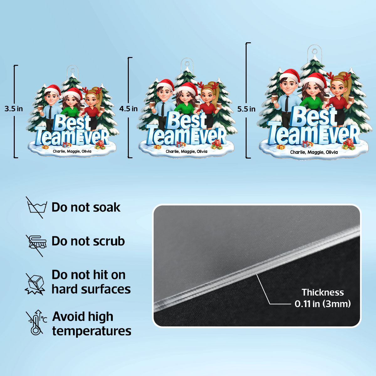 Best Team Ever in Winterwonderland 3D Effect - Personalized Acrylic Ornament