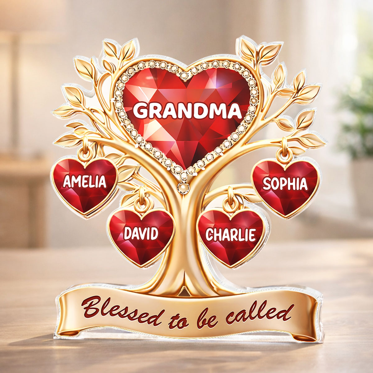 Blessed to Be Called Grandma - Personalized Acrylic Block Plaque - Sentimental Gift for Grandma