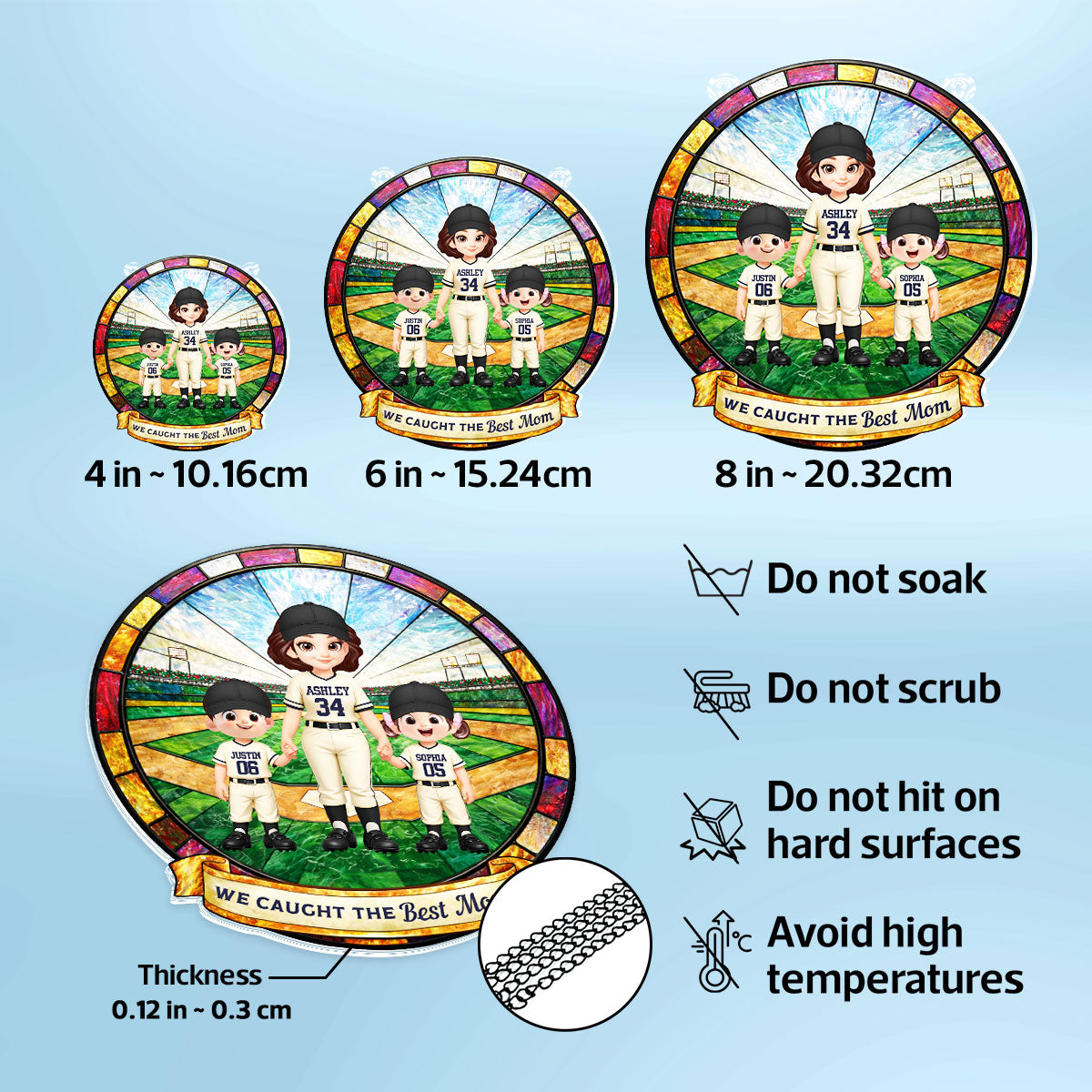 We Caught the Best Baseball Mom - Personalized Suncatcher - Sentimental Mother's Day Gift for Mom, Wife