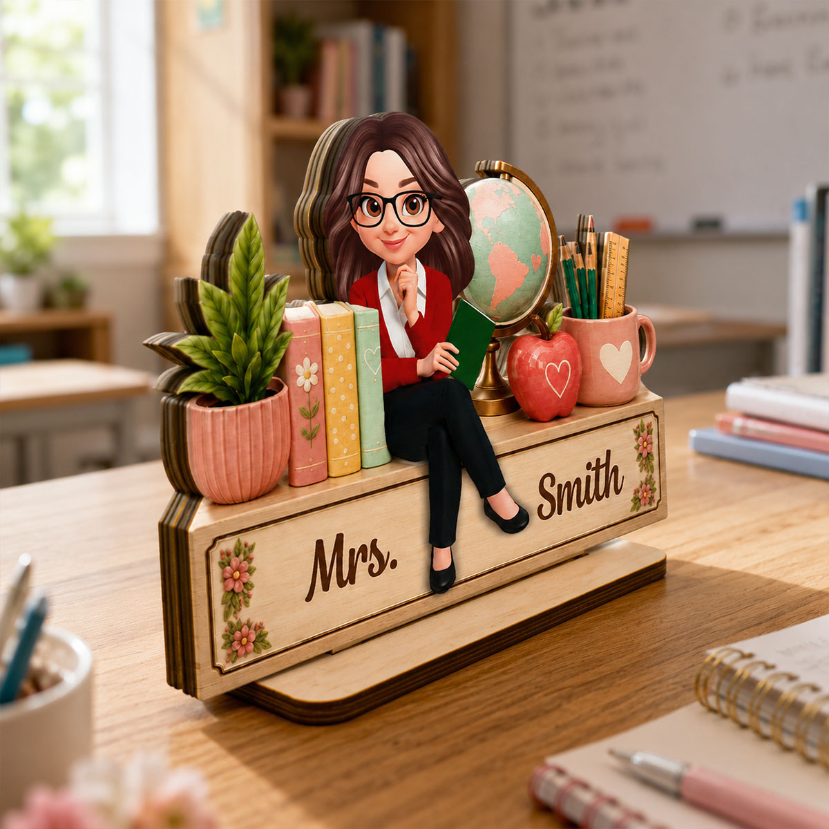 Teacher Sweet Desk Nameplate 2D Flat - Personalized Wooden Plaque
