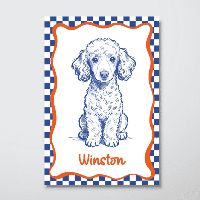Custom Doodle Dog Portrait Minimalist, Unique Dog Art - Personalized Poster - Retro Pet Prints Gift