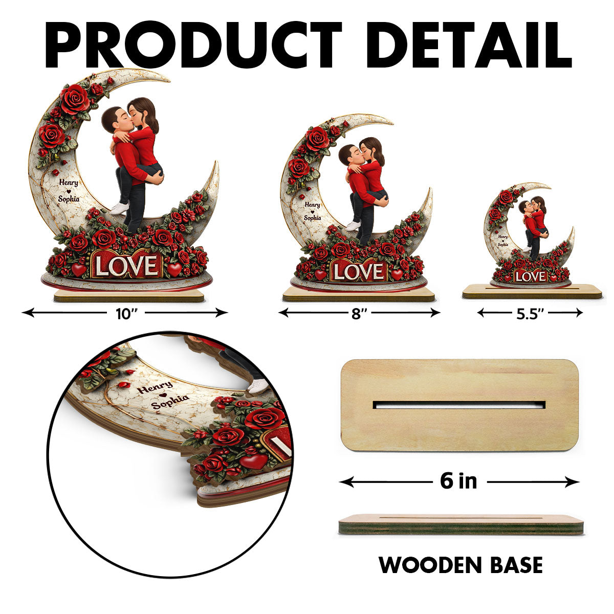 Couple Romantic Gothic Love - Personalized 2-Layered Wooden Plaque - Anniversary, Valentine's Day Gift, Gift For Him, Gift For Her