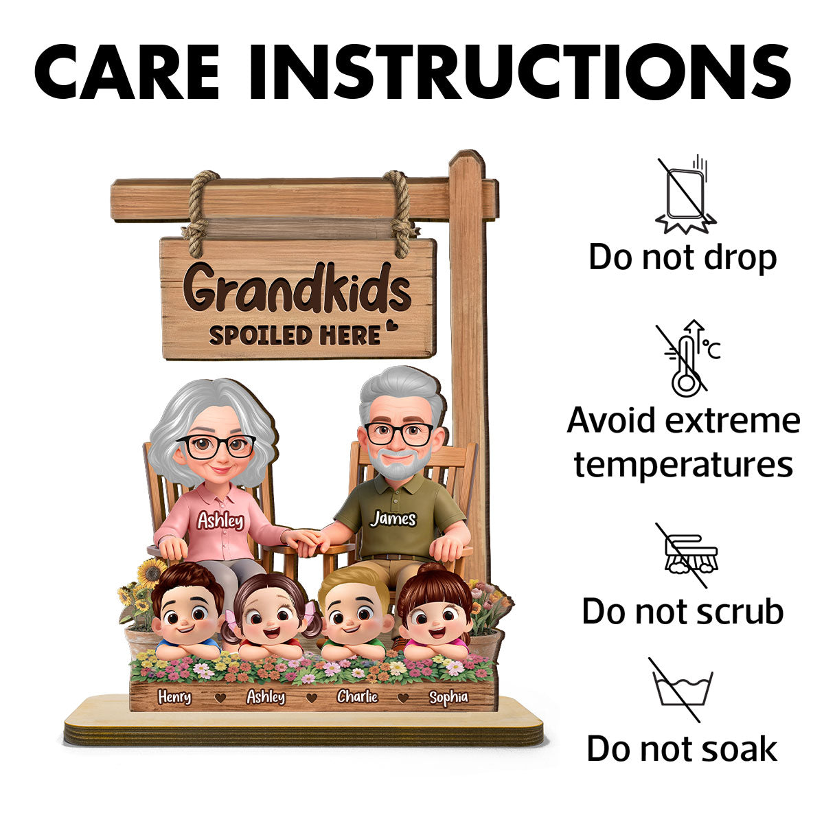 Grandkids Spoiled Here - Personalized 2-Layered Wooden Plaque - Gift for Grandma Grandma