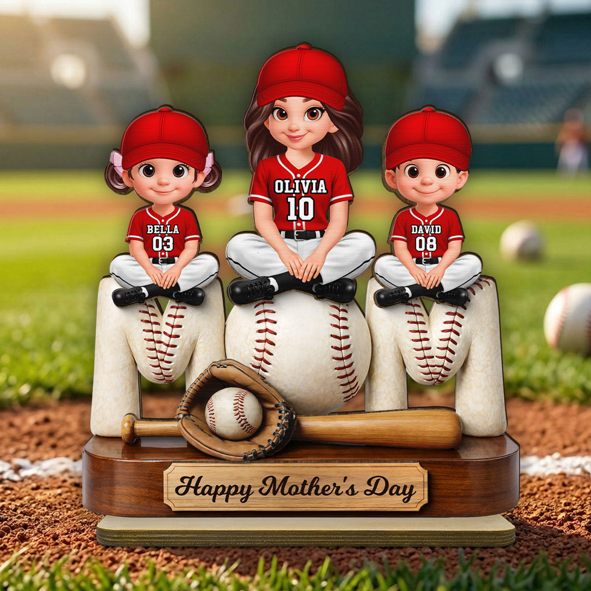 Best Baseball Mom Ever - Personalized 2-Layered Wooden Plaque - Mother's Day Gift For Baseball Mom