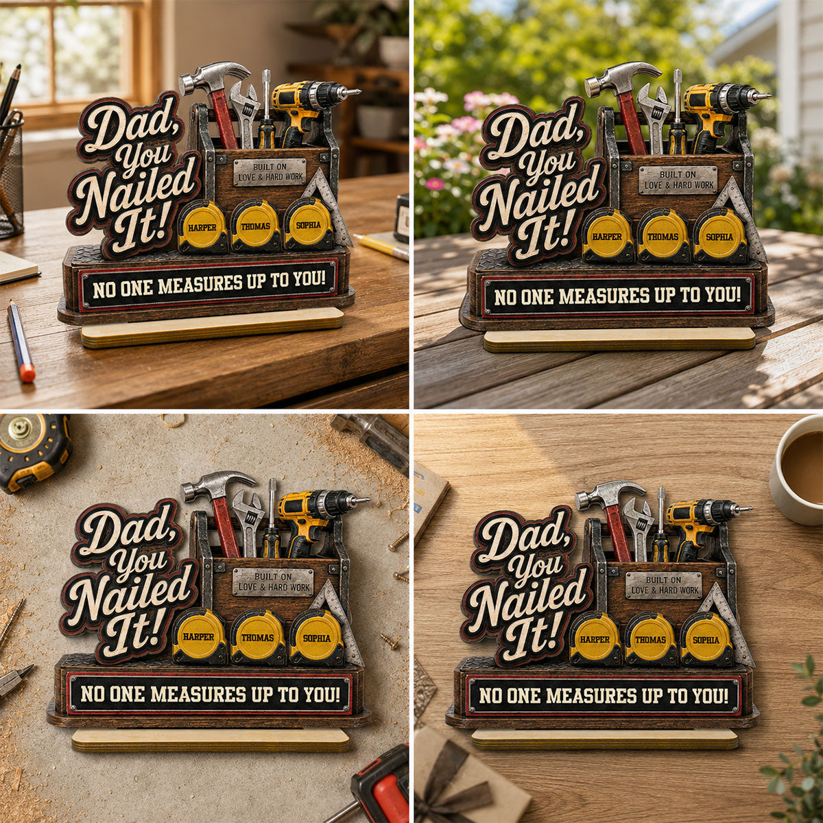 Dad You Nailed It Custom Name 2D Flat - Personalized 2-Layered Wooden Plaque - Gift For Dad
