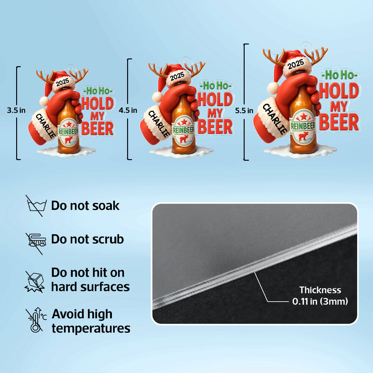 Funny Hold My Beer - Personalized Acrylic Ornament - Christmas Gift for Husband, for Boyfriend