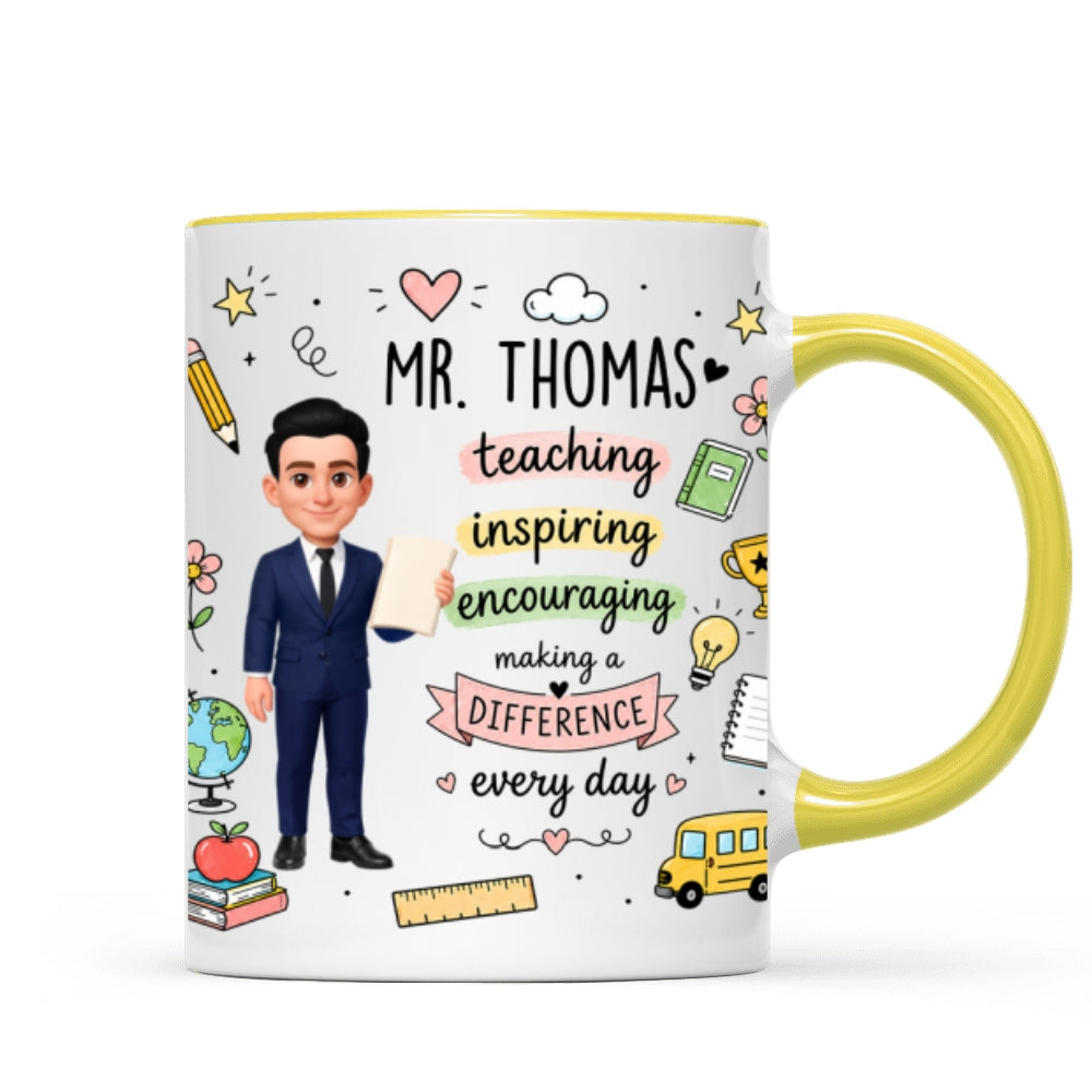Teacher Teaching Inspiring Encouraging - Personalized Mug - Teacher Appreciation Gift, Back To School Gift For Teachers
