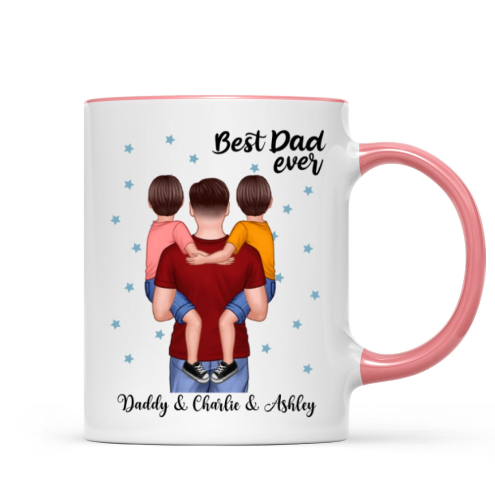 Dad Holding Kids Blue Stars Father‘s Day Gift Personalized Mug