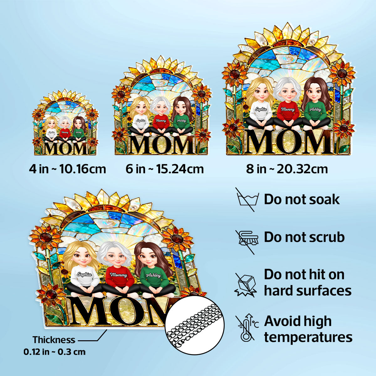 Mom And Children Sunflower - Personalized Suncatcher - Heartfelt Mother's Day Gift for Mom