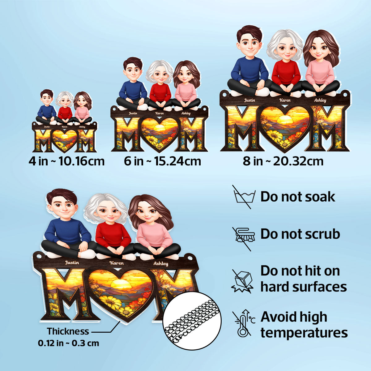 Mom's Heart Is The Warmest Place - Personalized Suncatcher Ornament - Gift For Mom, Grandma
