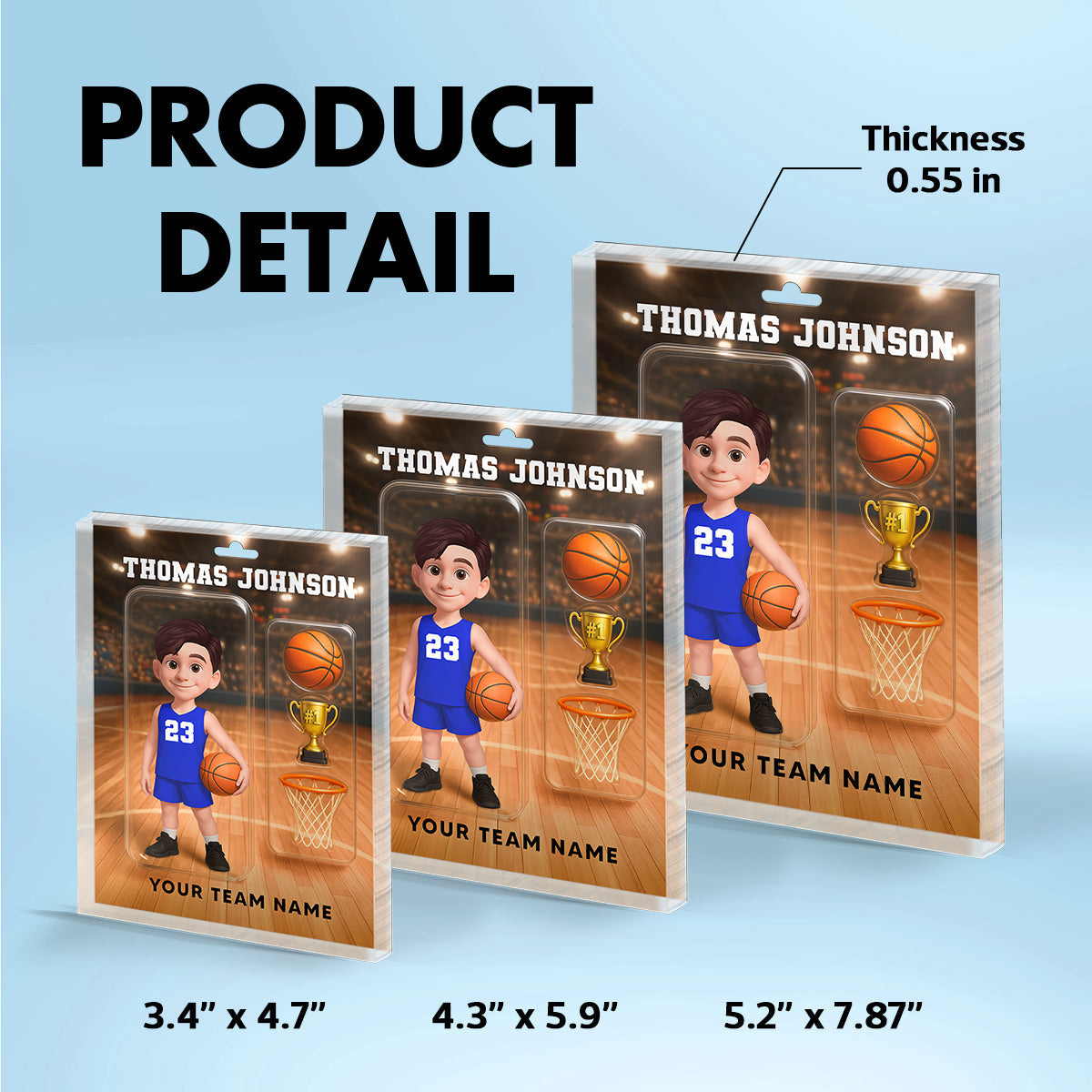 3D Effect Basketball Custom Figure Style - Personalized Acrylic Block Plaque - Christmas Gift For Basketball Players