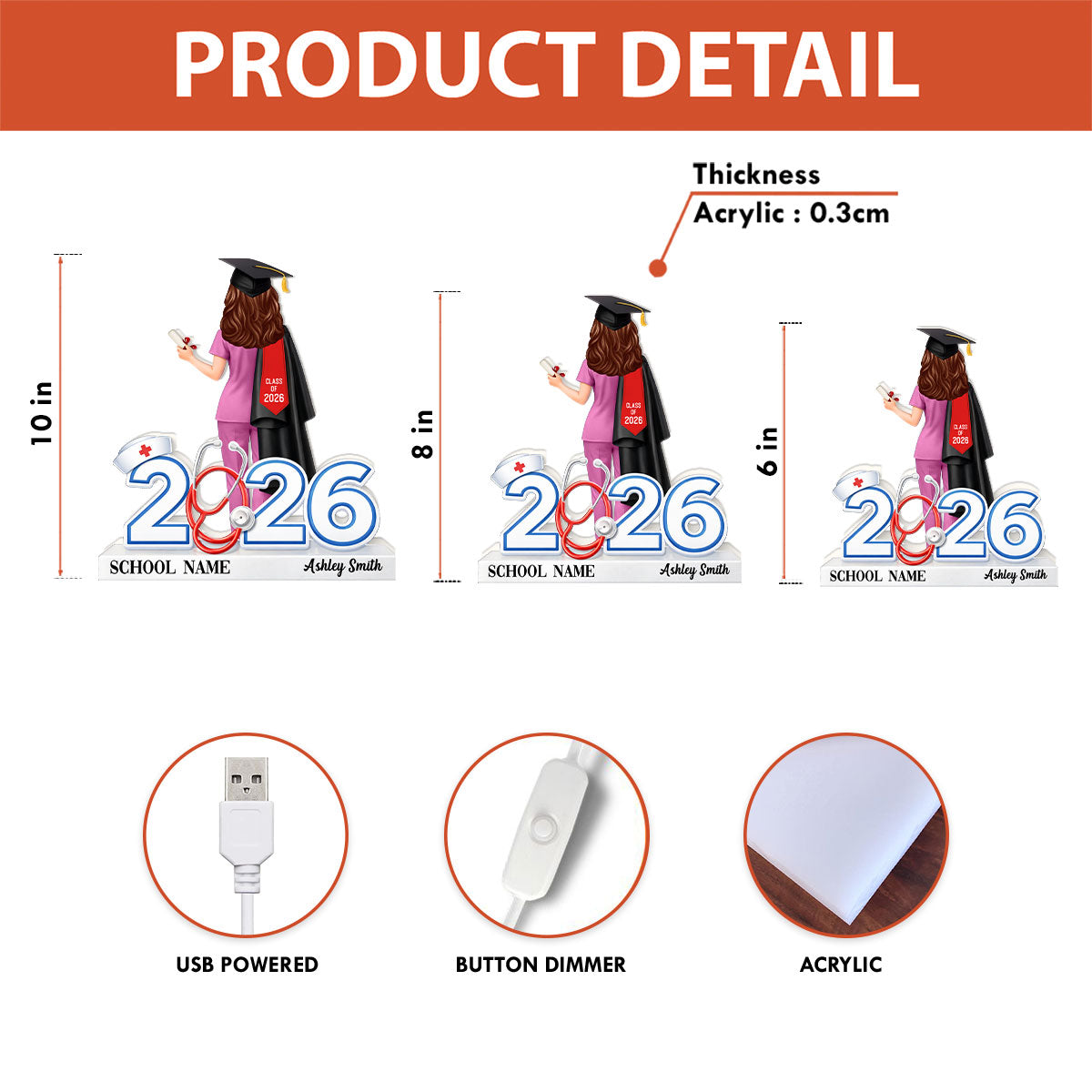 Graduation Gift Nurse Senior - Personalized Light Box - Graduation Gift For Seniors, Daughter, Son, Grandkids