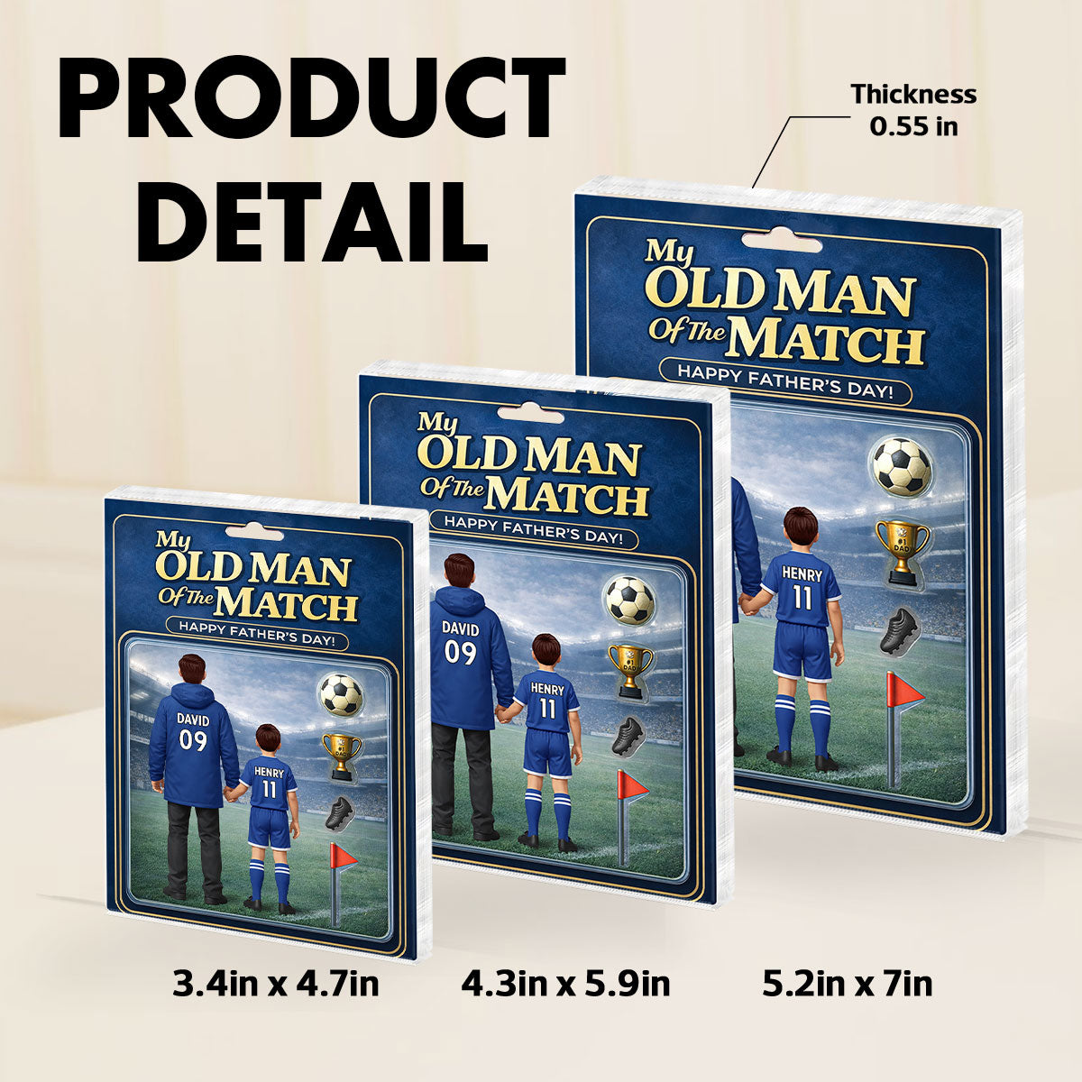 My Old Man Of The Match - Personalised Acrylic Block Plaque - UK Gift For Football Dad