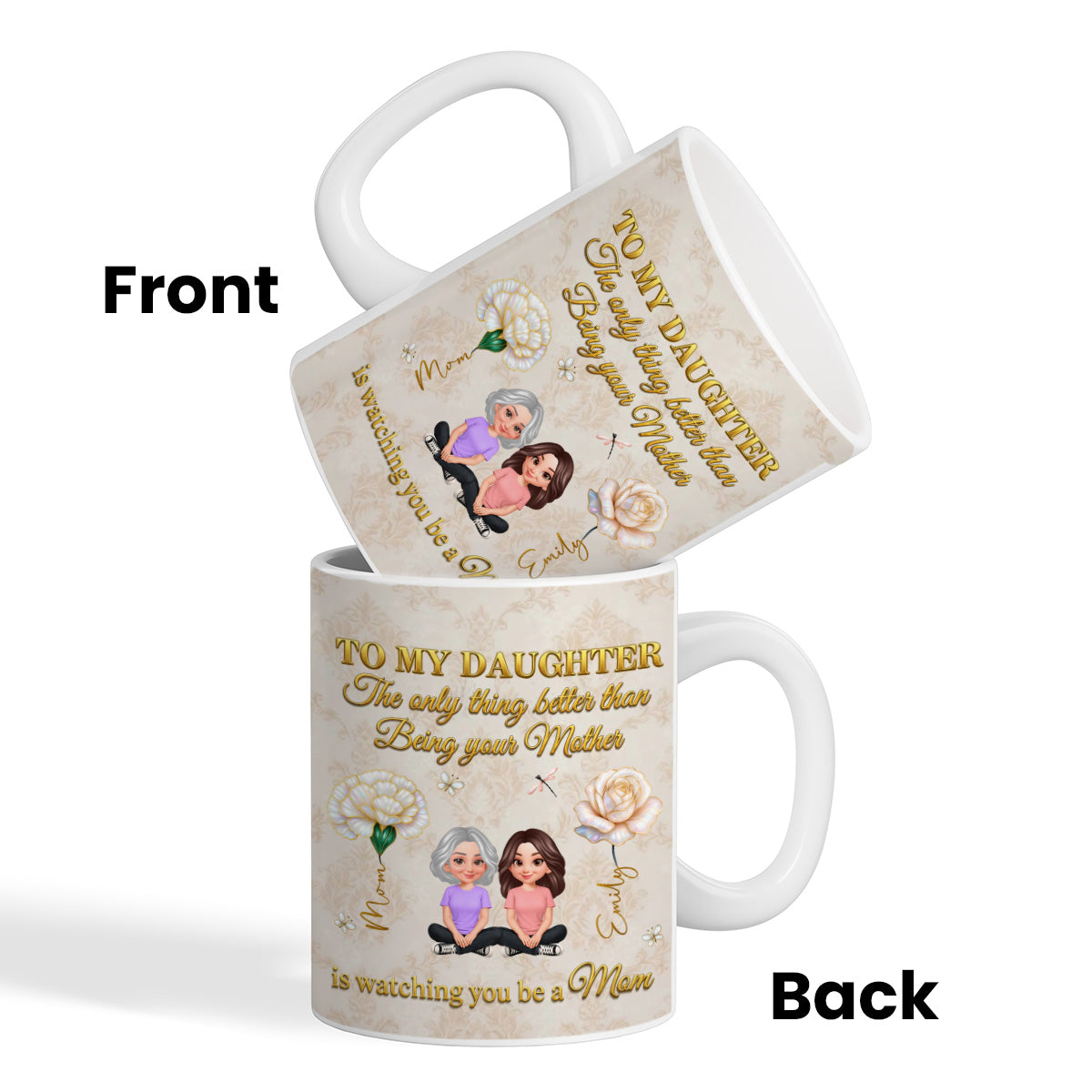To My Daughter Custom Birth Month Flower - Personalized Mug - Heartfelt Mother's Day Gift For Daughter