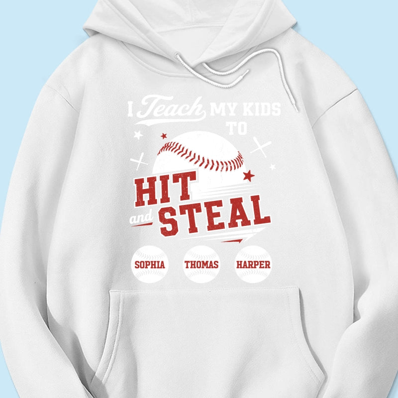 Best Dads Teach Kids To Hit & Steal - Personalized Shirt - Father's Day Gift For Baseball Dad, Husband
