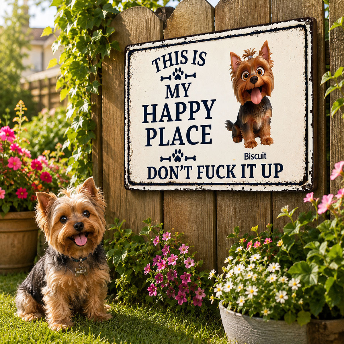 This Is My Happy Place For Dog - Personalized Metal Sign - Gift For Dog Lovers