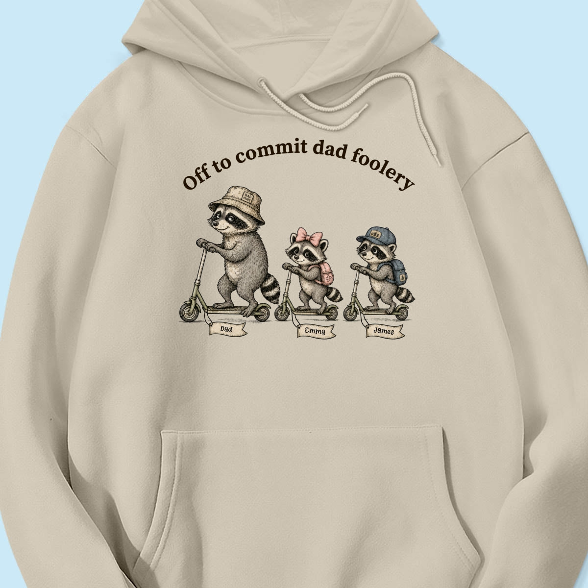 Off To Commit Dad Foolery Raccoon Dad & Kids - Personalized Shirt - Funny Father's Day Shirt For Husband