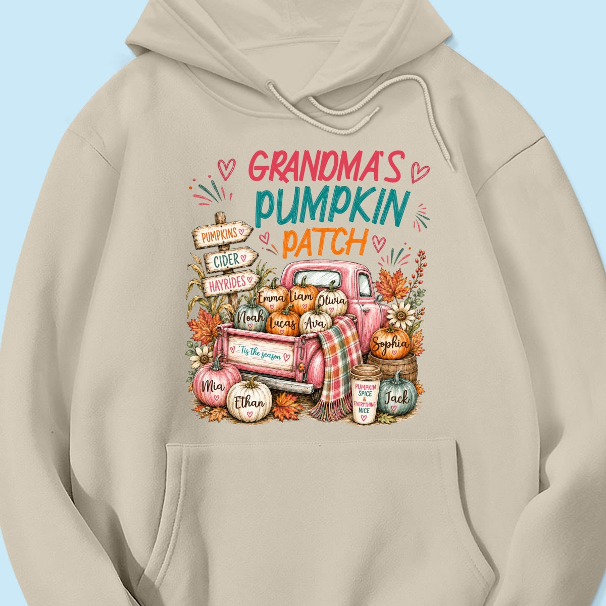 Grandma's Pumpkin Patch Preppy Coquette - Personalized Shirt - Trendy Fall Tee for Grandma
