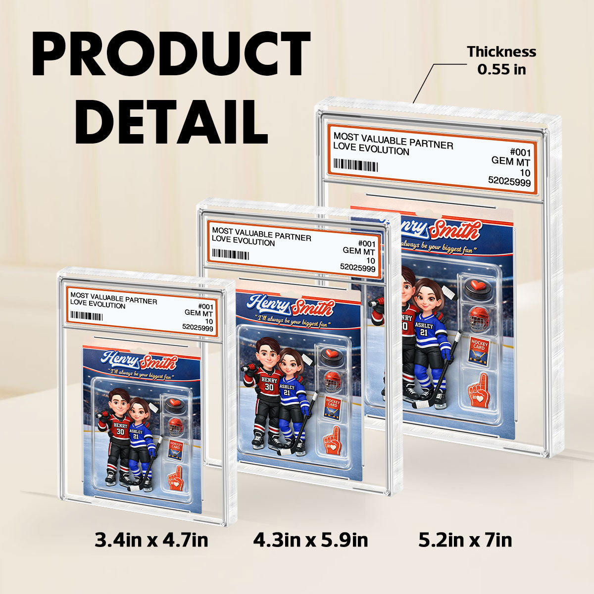 Hockey Couple I'll Always Be Your Biggest Fan Trading Card Style - Personalized Acrylic Block Plaque - Sentimental Gift for Him, Unique Collectible Item