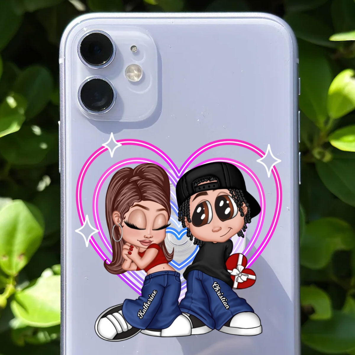 Y2K Couple Retro Heart - Personalized Acrylic Magnetic Phone Grip - Gift for him, for her, Matching Phone Grips for Couple