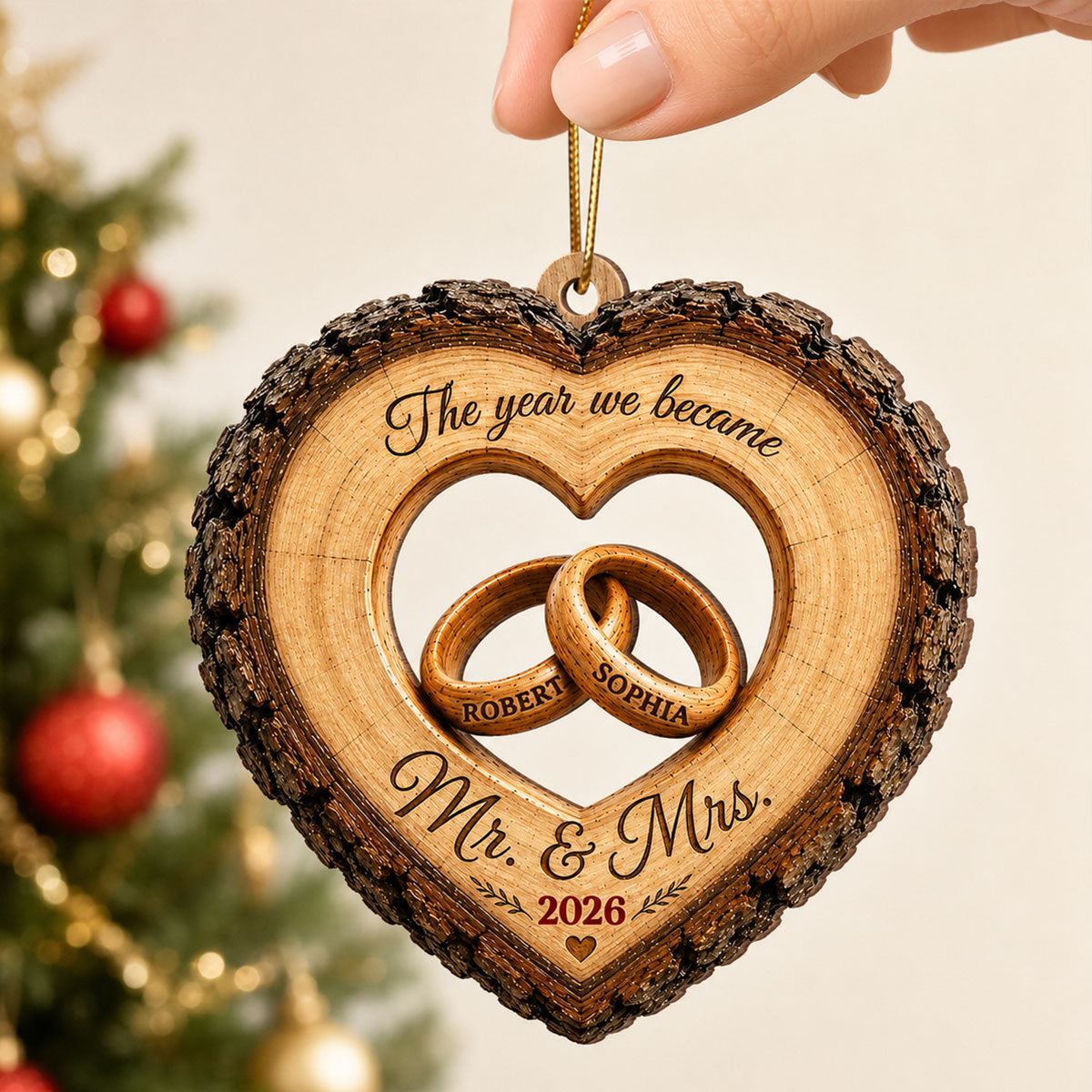 Together Forever Couple Anniversary 2D Flat - Personalized Wooden Ornament - Heartfelt Gift for Her, for Him