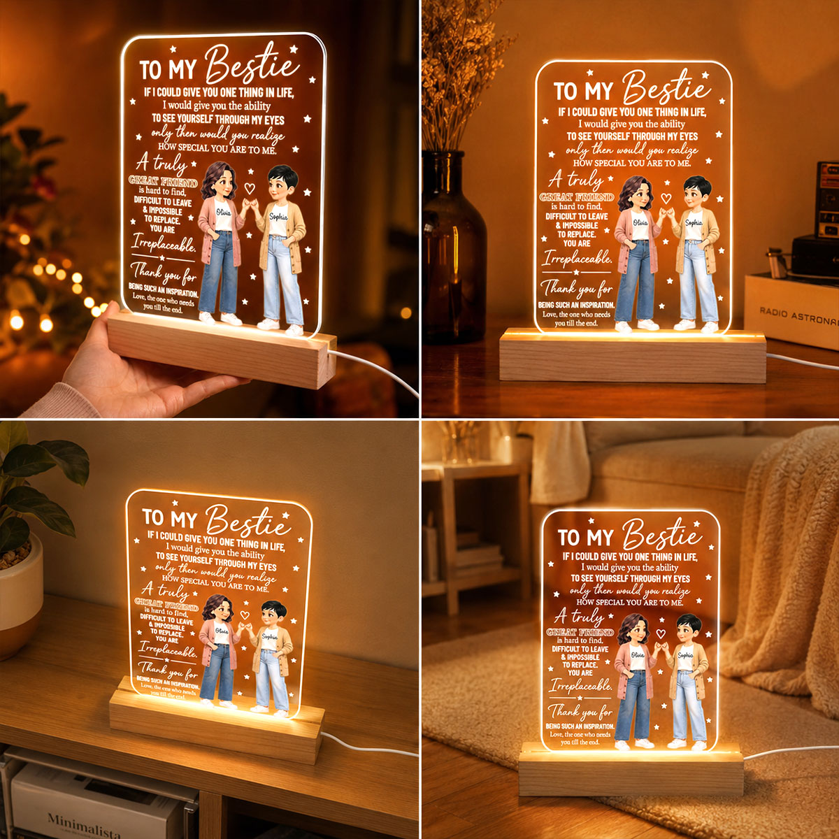 To My Bestie You Are Special To Me Pinky Promise Besties - Personalized Acrylic Plaque LED Night Light - Friendship Gift, Birthday Gift For Best Friends