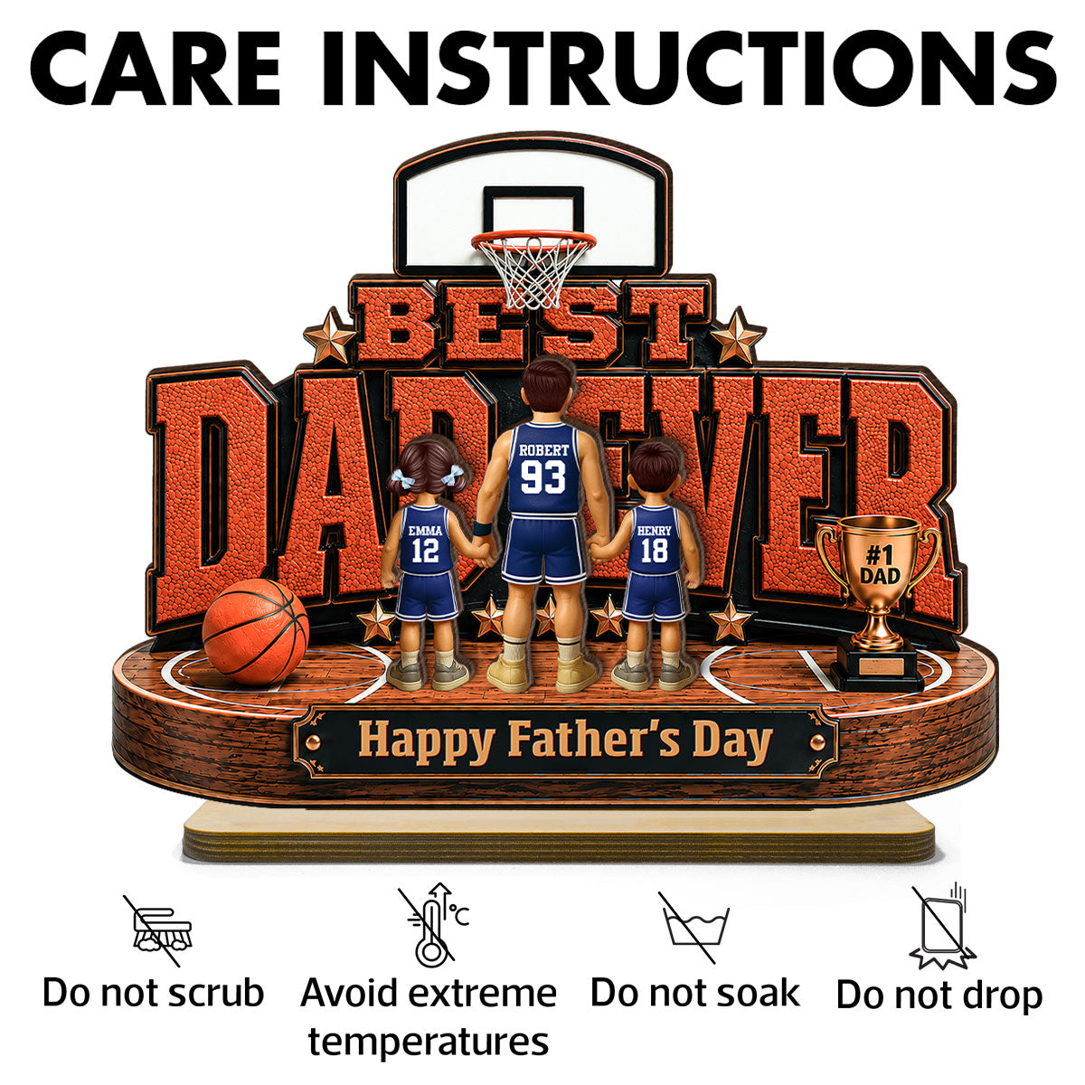 Best Basketball Dad Ever Our MVP - Personalized 2-Layered Wooden Plaque - Gift For Dad, Husband