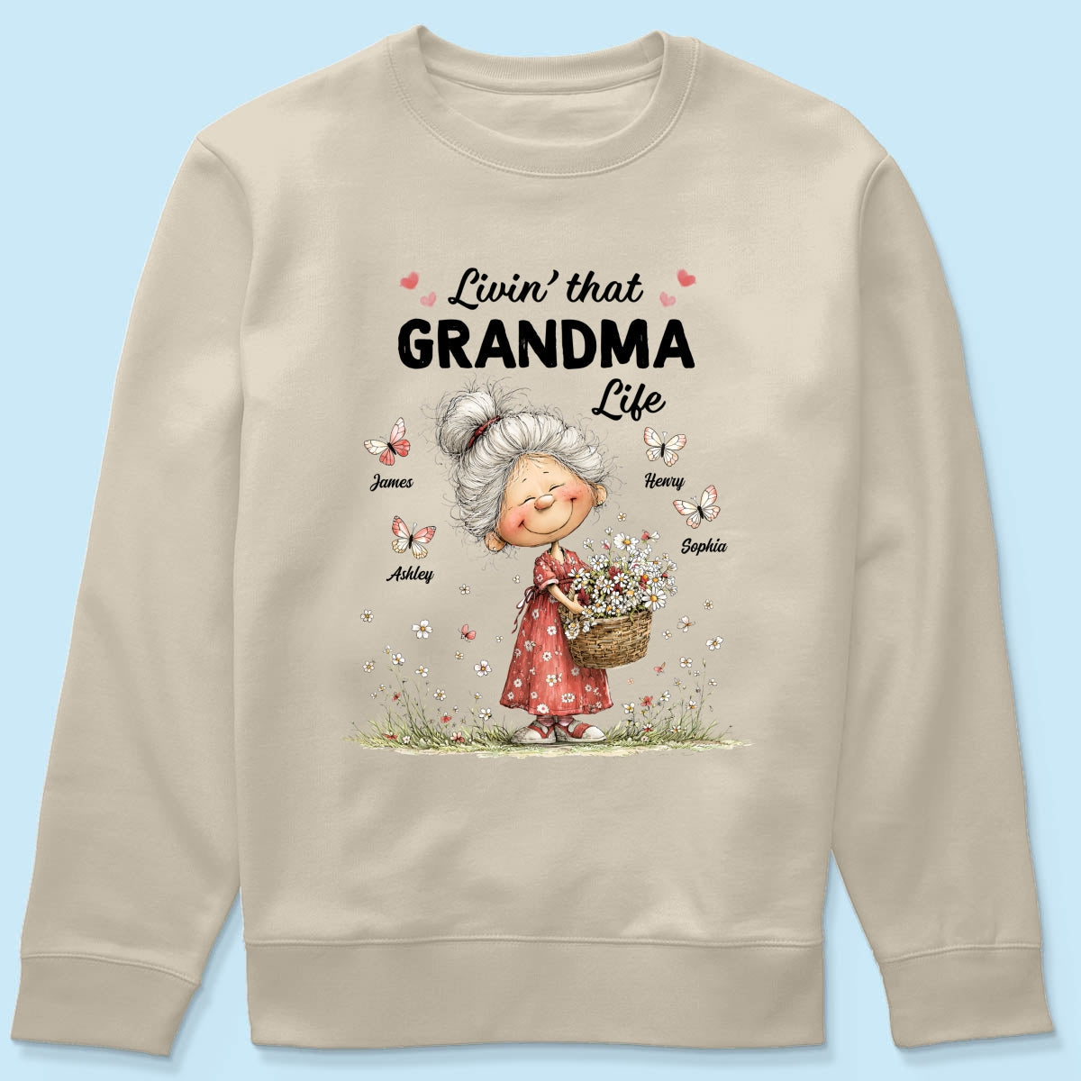 Livin' That Grandma Happy Life Whimsical Style - Personalized Shirt - Gift For Grandma, Mom
