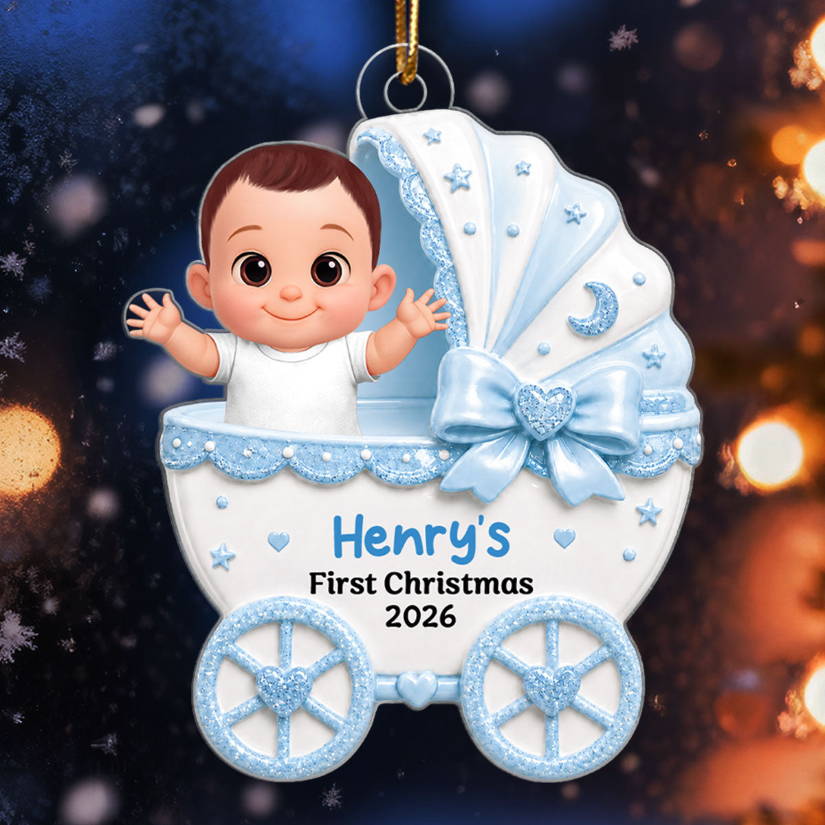 Little Princess Prince Baby Carriage - Personalized Acrylic Ornament - Unique Christmas Gift For New Parent, Newborn Keepsake