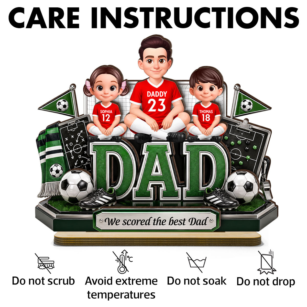 Soccer Dad Kids We Scored The Best Dad - Personalized 2-Layered Wooden Plaque - Heartfelt Gift For Soccer Dad, Gift For Husband