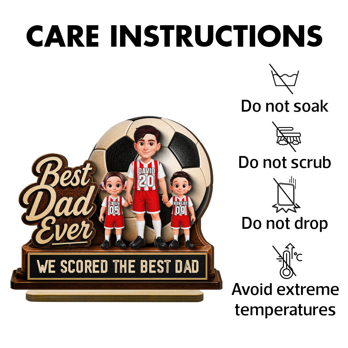 We Scored The Best Dad Soccer Dad & Kids - Personalized 2-Layered Wooden Plaque - Gift For Soccer Dad, UK Football Dad