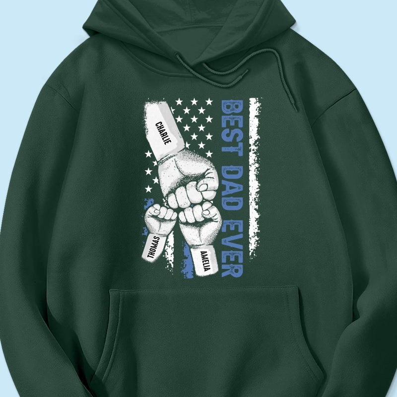 Dad & Kids Fist Bump Nation Flag - Personalized Shirt - Heartfelt Gift For Dad, Husband