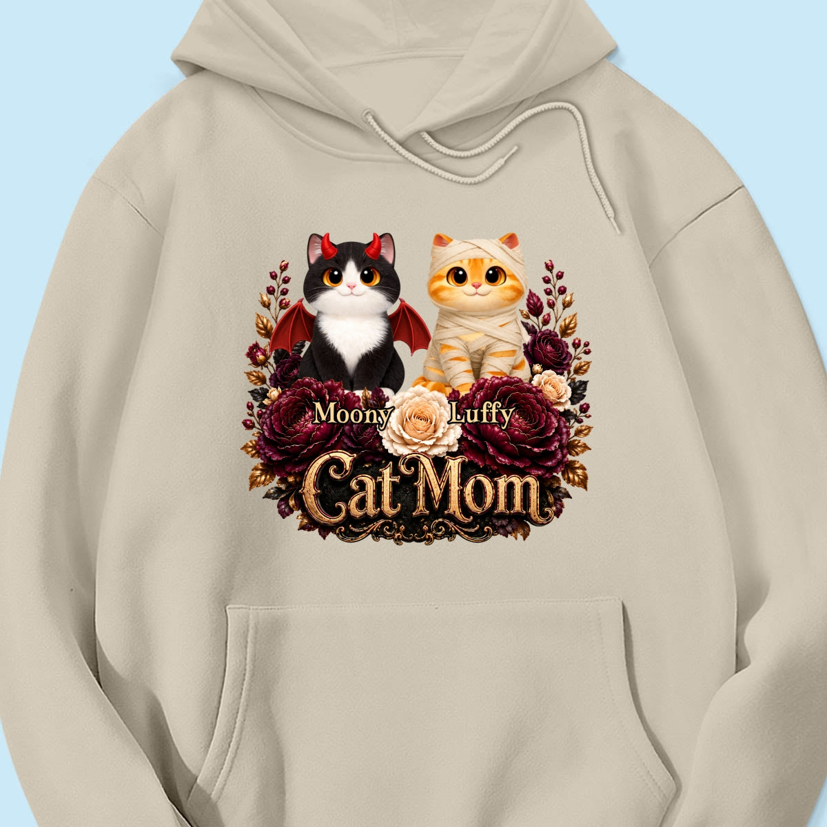 Cats Halloween Preppy Ghost Cherry - Personalized Shirt - Halloween Gift, Gift For Cat Lovers