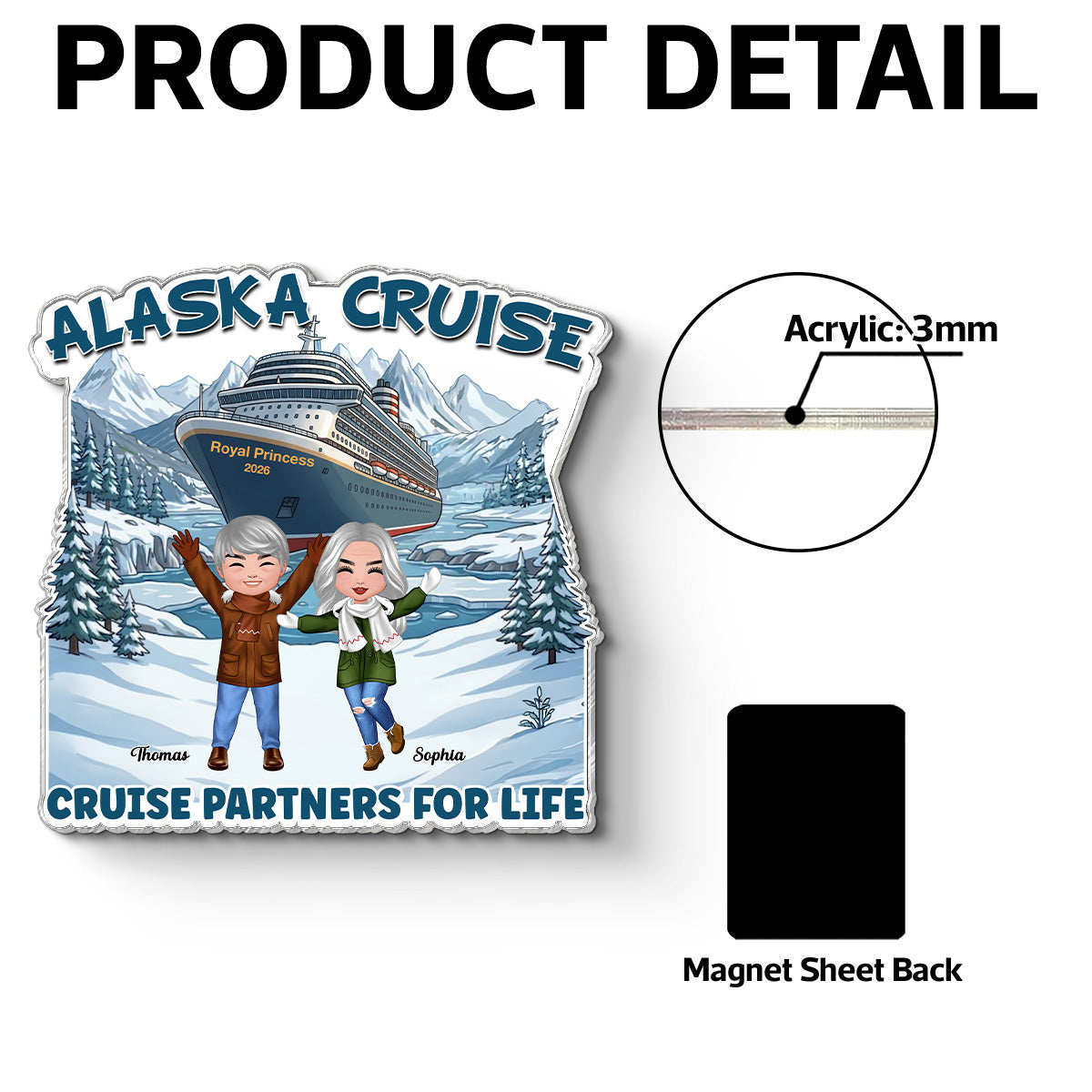 Alaska Cruise Happy Family - Personalized Cruise Cabin Door Magnet - Family Cruise Trip Keepsake