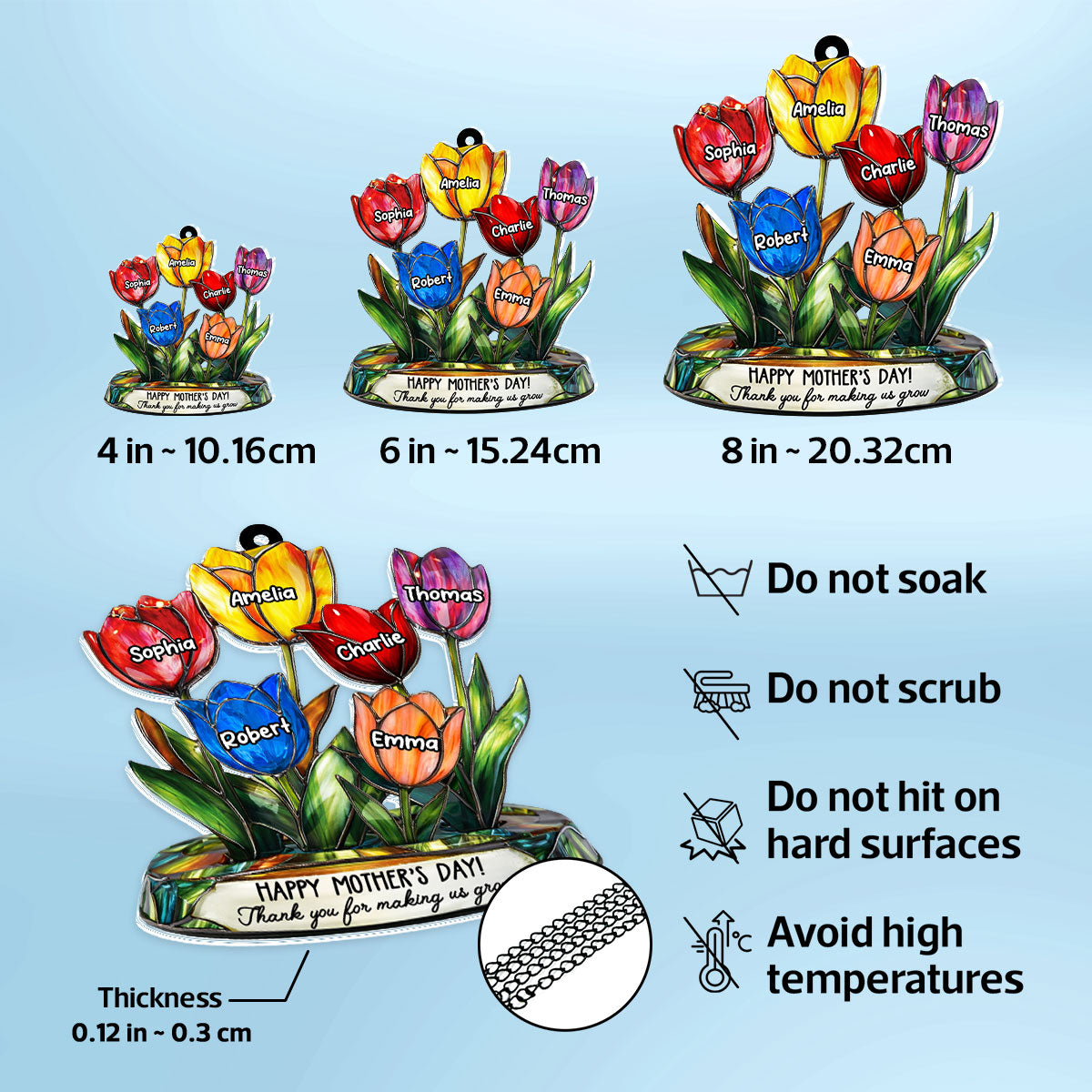 Thank You for Helping Us Grow Tulip Flowers - Personalized Suncatcher - Heartfelt Mother's Day Gift for Grandma, Mom