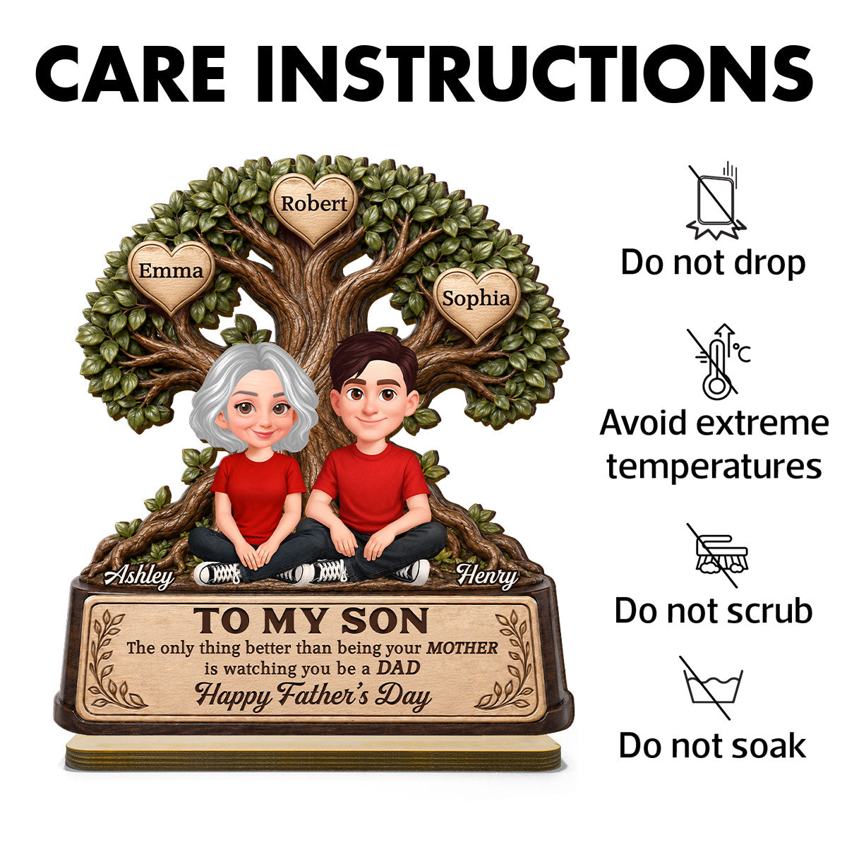 To My Son Watching You Be A Dad From Mom - Personalized 2-Layered Wooden Plaque - Gift For Son
