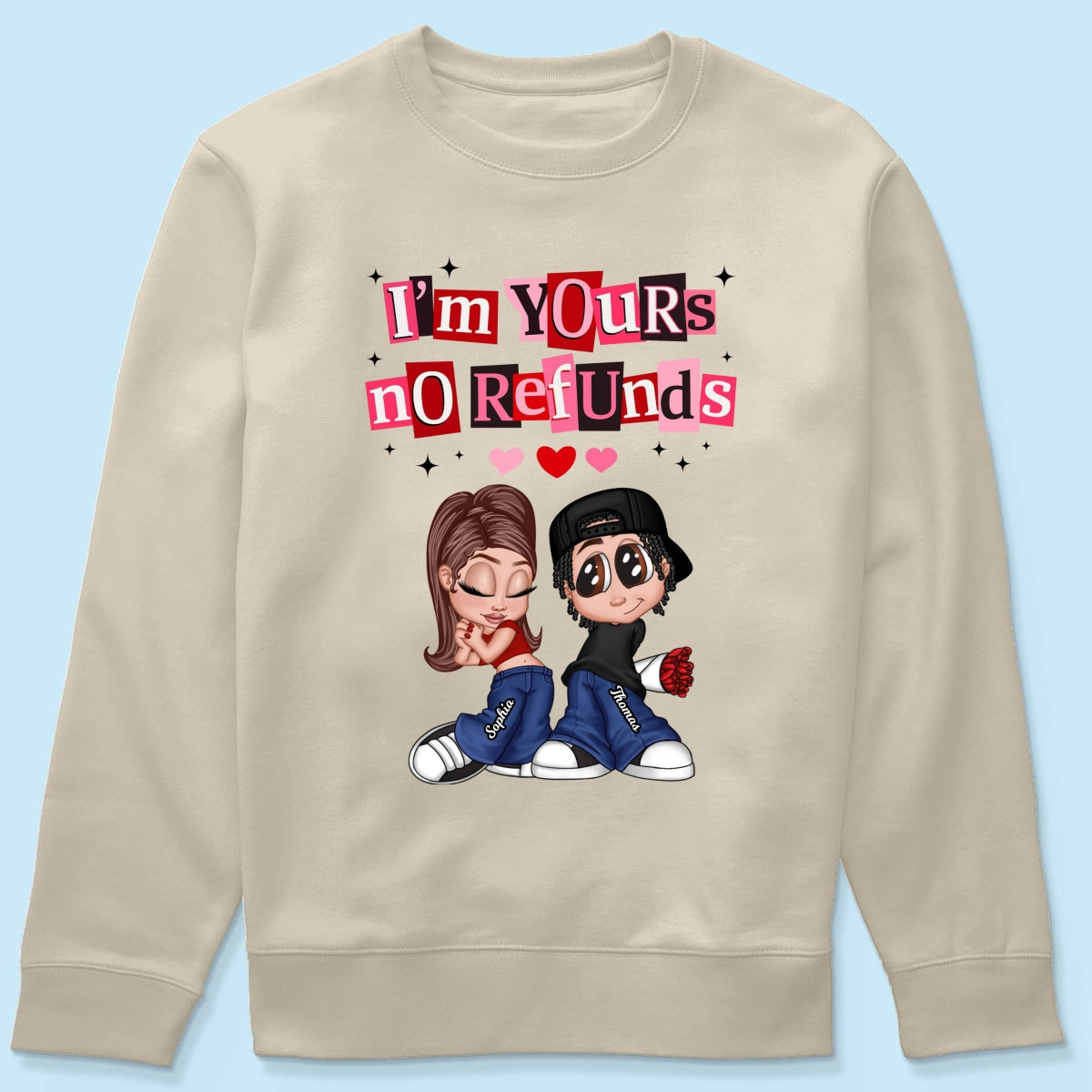 Y2K Couple I'm Yours No Refund - Personalized Shirt - Funny Valentine's Day Gift for Him, for Her, Matching Couple Shirts