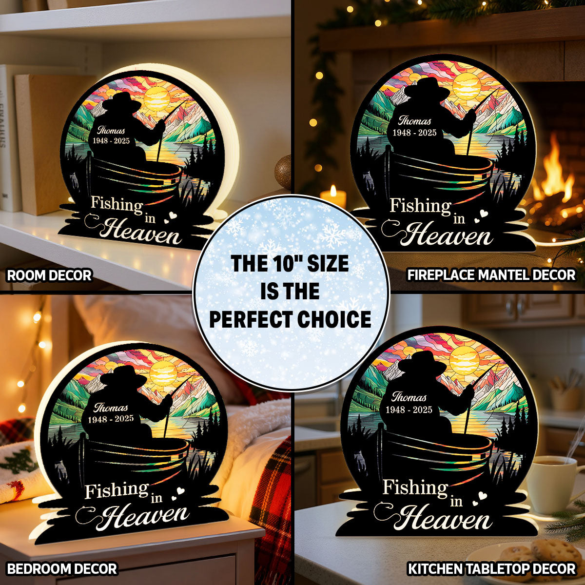 Fishing In Heaven Memorial - Personalized Light Box - Memorial Keepsake For Family