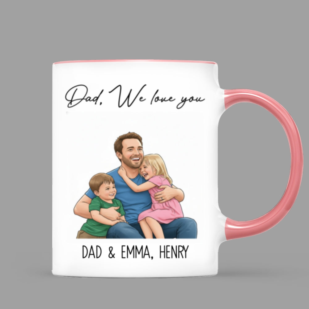 Portrait Color Drawing Style Best Dad Ever - Personalized Mug - Father's Day Gift For Dad, Husband