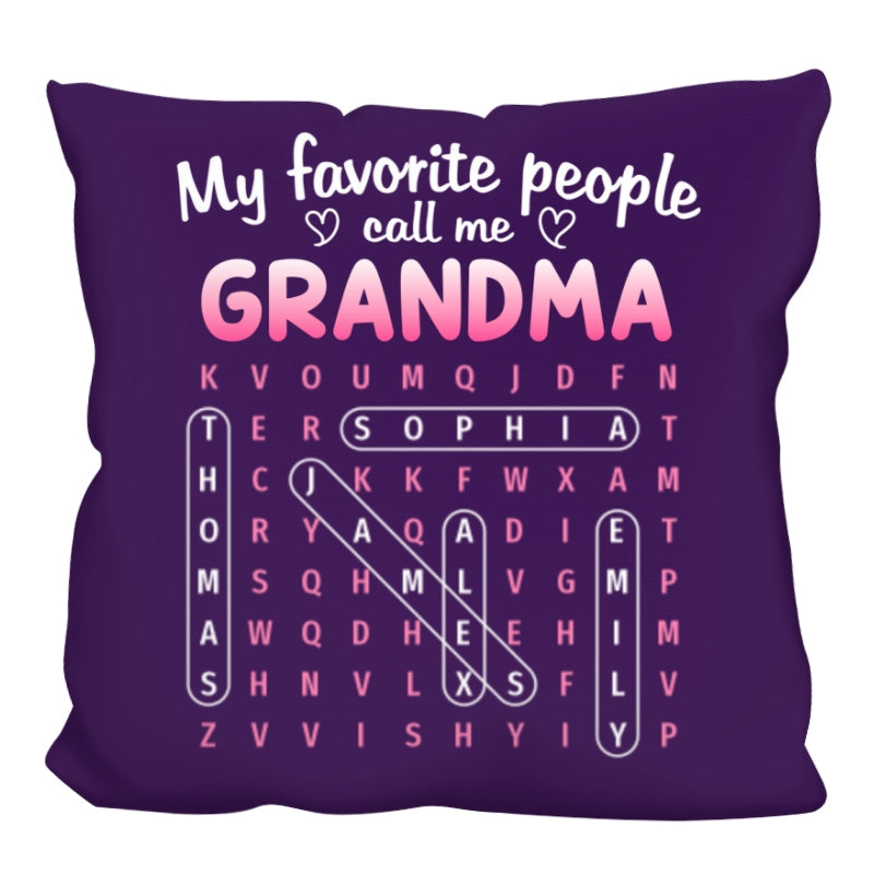 Favorite People Call Me Grandma Word Search Puzzle - Personalized Pillow - Mother's Day Gift For Grandma