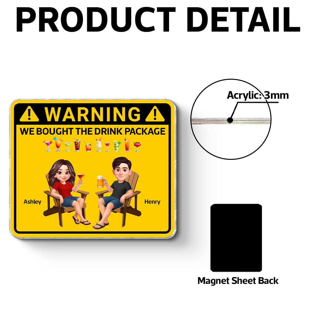 Couple Warning Caution We Bought The Drink Package - Personalized Cruise Ship Door Magnet - Funny Cruise Decorations Magnet, Summer Drink Package Cruise Magnet