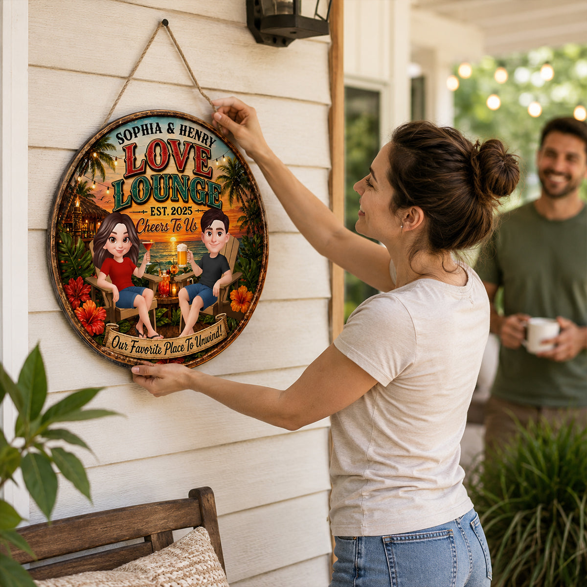 Our Favorite Place To Unwind - Personalized Wood Sign - Gift For Couple, Summer Decorations