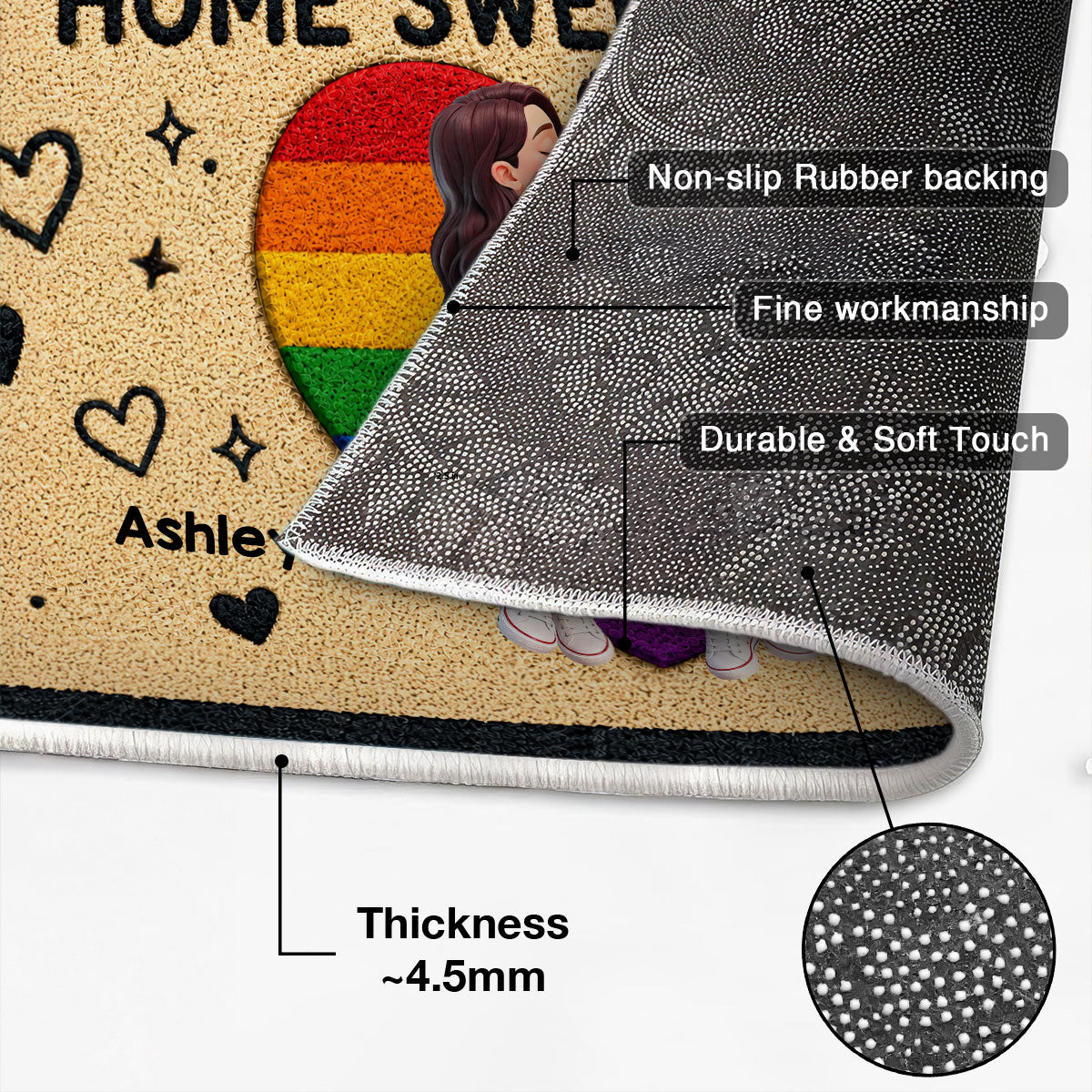 LGBT+ Couple Home Sweet Home - Personalized Doormat - Gift For Couple, Happy Pride Month