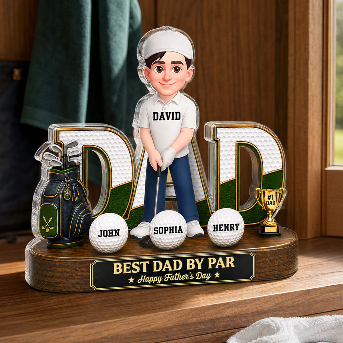 Golf Dad Legend Best Dad By Par - Personalized Acrylic Block Plaque - Father's Day Gift For Dad, Husband, Golfers