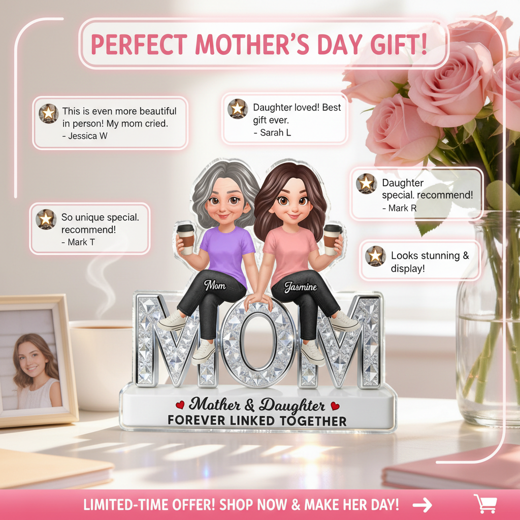 Beautiful Mom And Daughters Forever Love - Personalized Acrylic Block Plaque - Mother's Day Gift For Mom