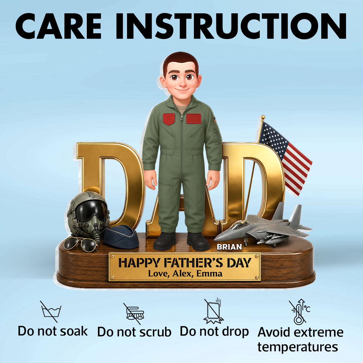 Proud American Air Force Dad You Are Our Hero - Personalized Acrylic Block Plaque - Gift For Dad