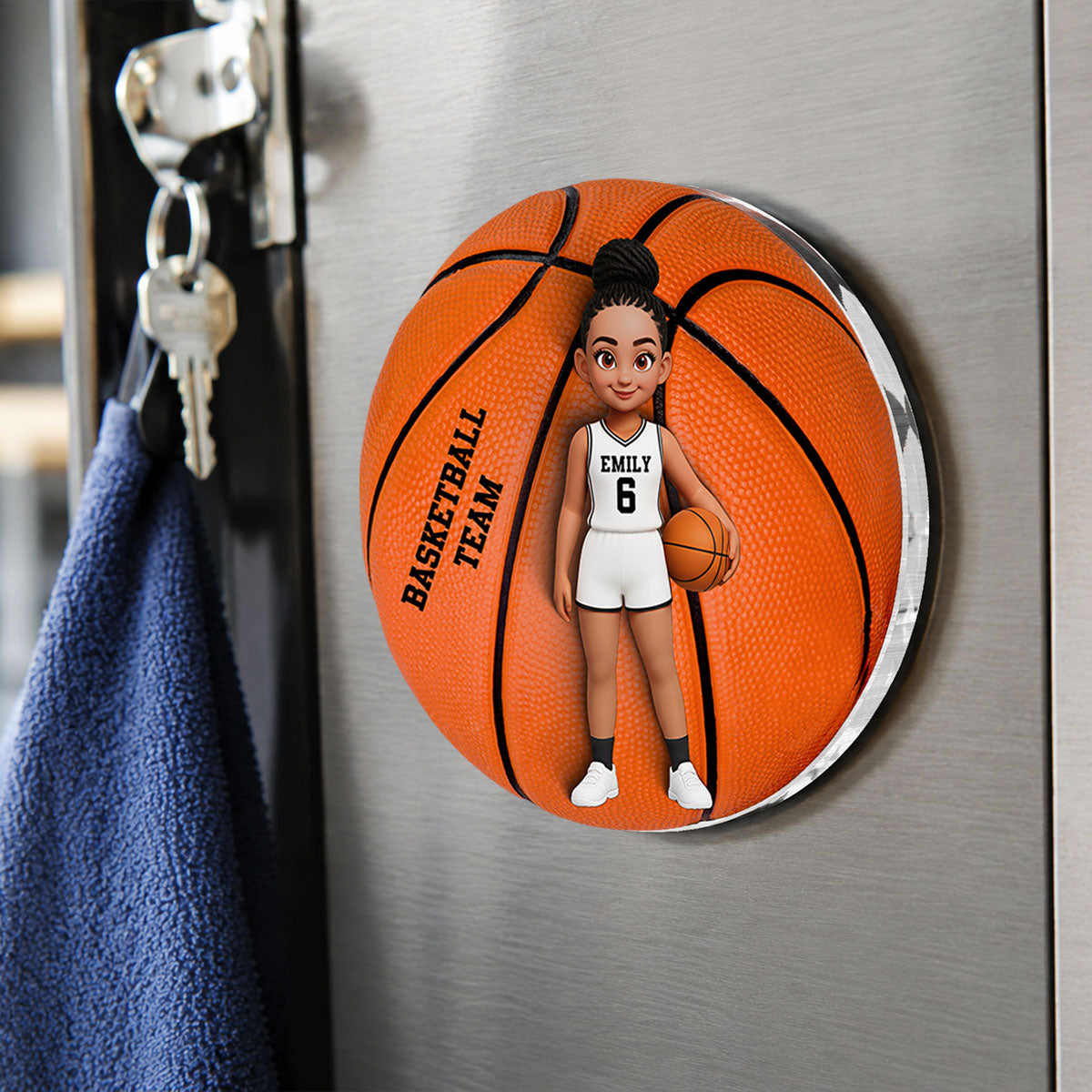 Basketball Boy & Girl - Personalized Acrylic Locker Magnet - Back To School Gift For Daughters, Sons, Grandkids, Teenagers, Teen Girl, Teen Boy