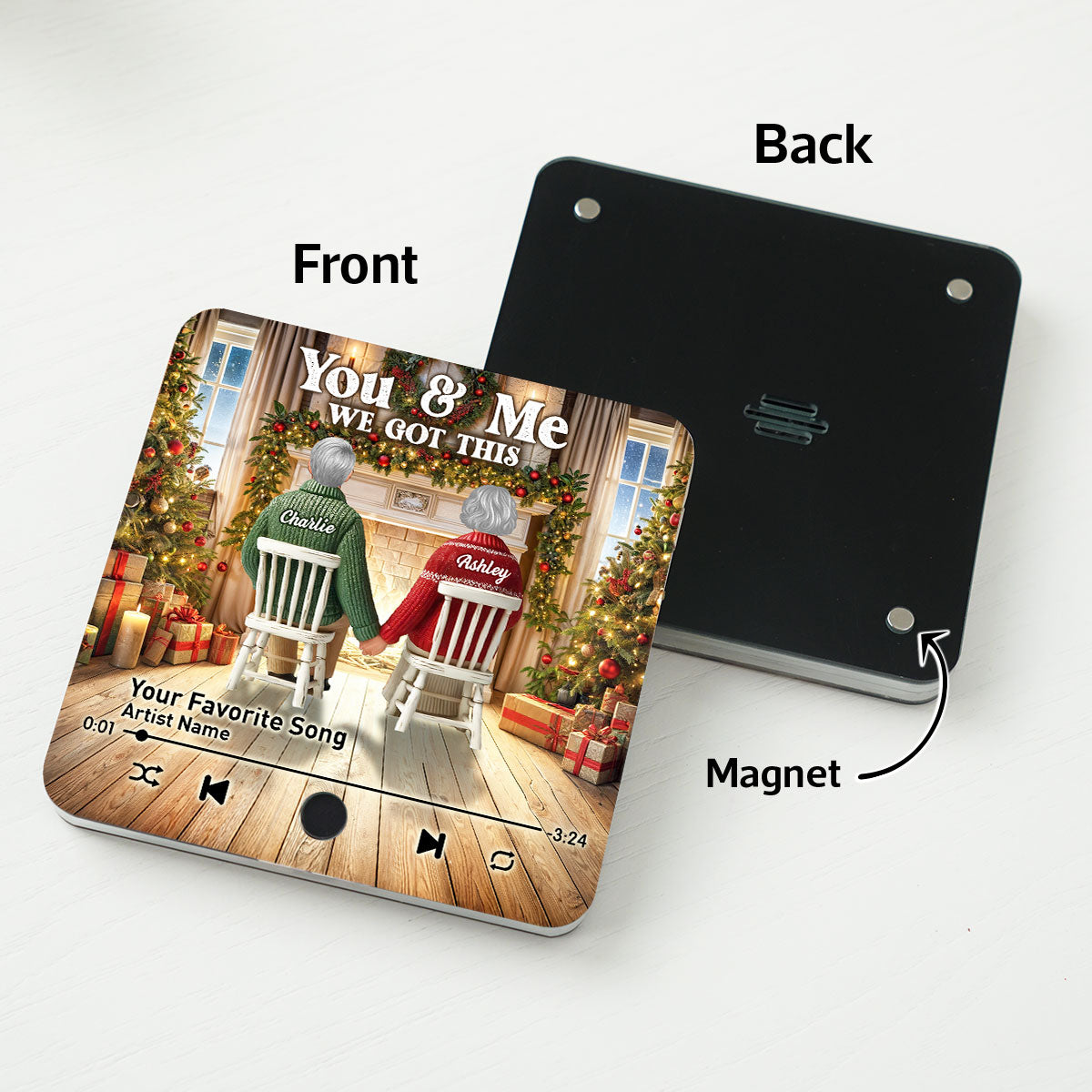 Couple Growing Old Together Christmas - Personalized Music Fridge Magnet - Christmas Gift For Couple