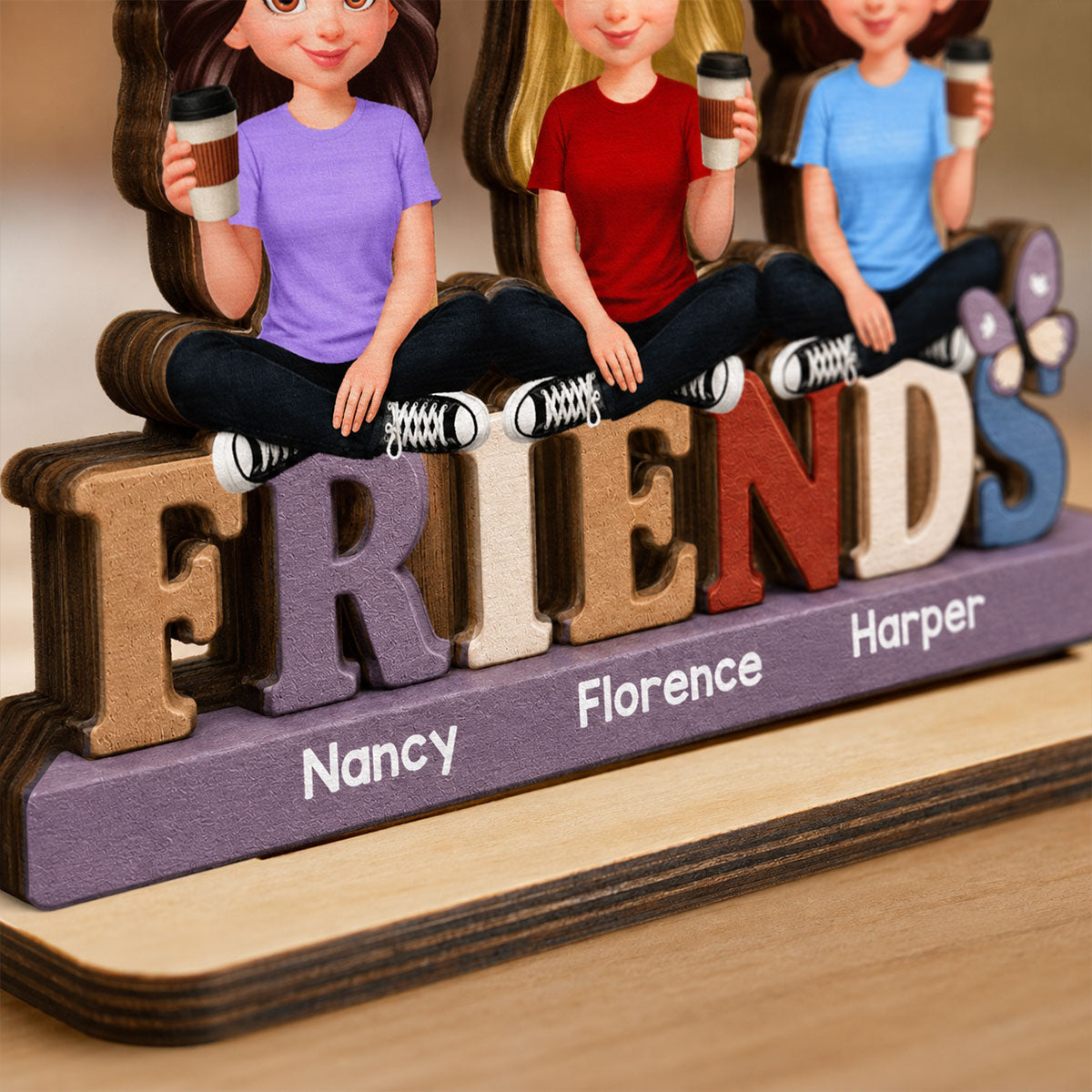 Besties Sisters Happy Time Shared With Best Friends - Personalized Wooden Plaque