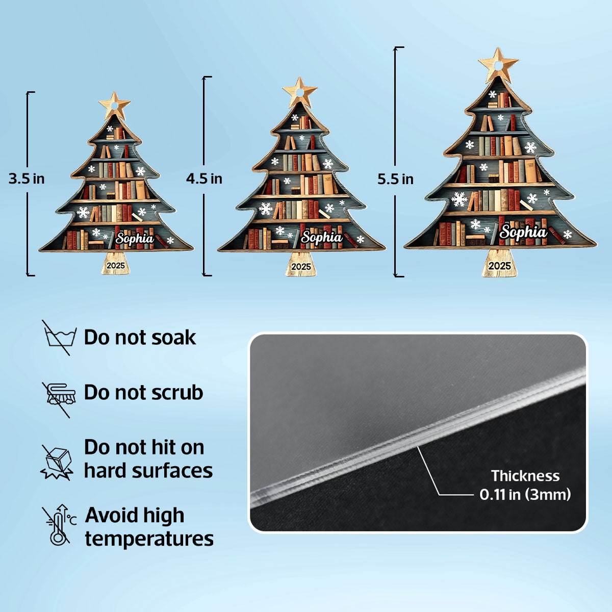 Christmas Book Tree - Personalized Acrylic Ornament - Christmas Gift For Book Lovers
